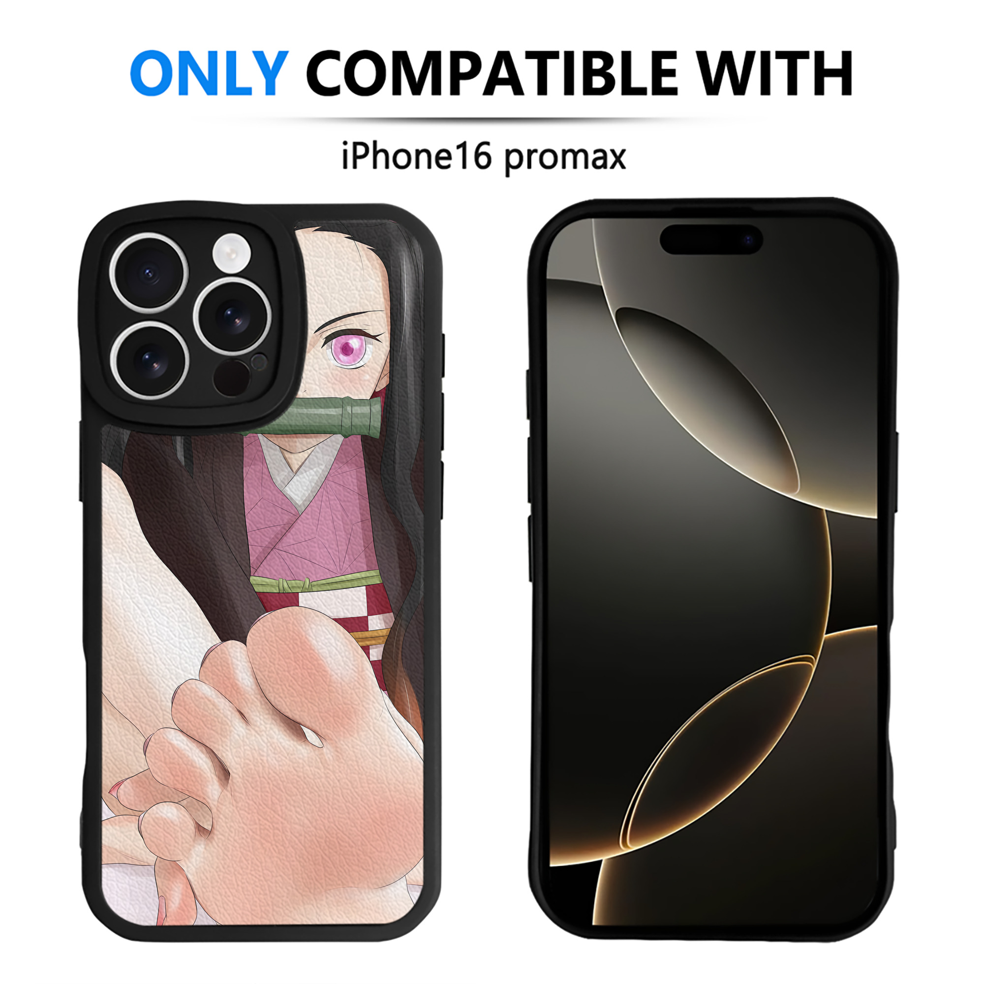（画像用） 鬼滅の刃（きめつのやいば）竈門 禰󠄀豆子／かまど ねずこ Kamado Nezuko 【iPhone 16シリーズ対応】シリコンスマホケース（レザー調） 材質：シリコン